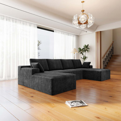 Siège de canapé modulaire de 131,9 x 68,9 po, canapé rembourré comprimé, aucun assemblage requis, combinaison sans PC, tissu en velours côtelé moelleux