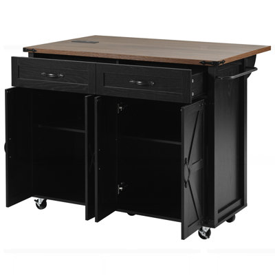 53inch Large Kitchen Island with Drop Leaf