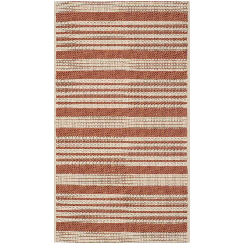 Arneshia Striped Terracotta/ Beige Indoor / Outdoor Area Indoor/Outdoor Area Rug, Rectangle 2'7" x 5'