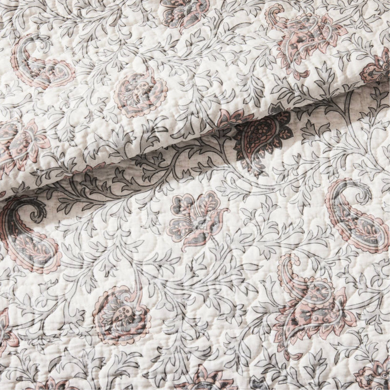 Courtepointe 6 pièces, rosé, très grand / très grand, coton, réversible avec coussins Conglomerates Blush, Rosé