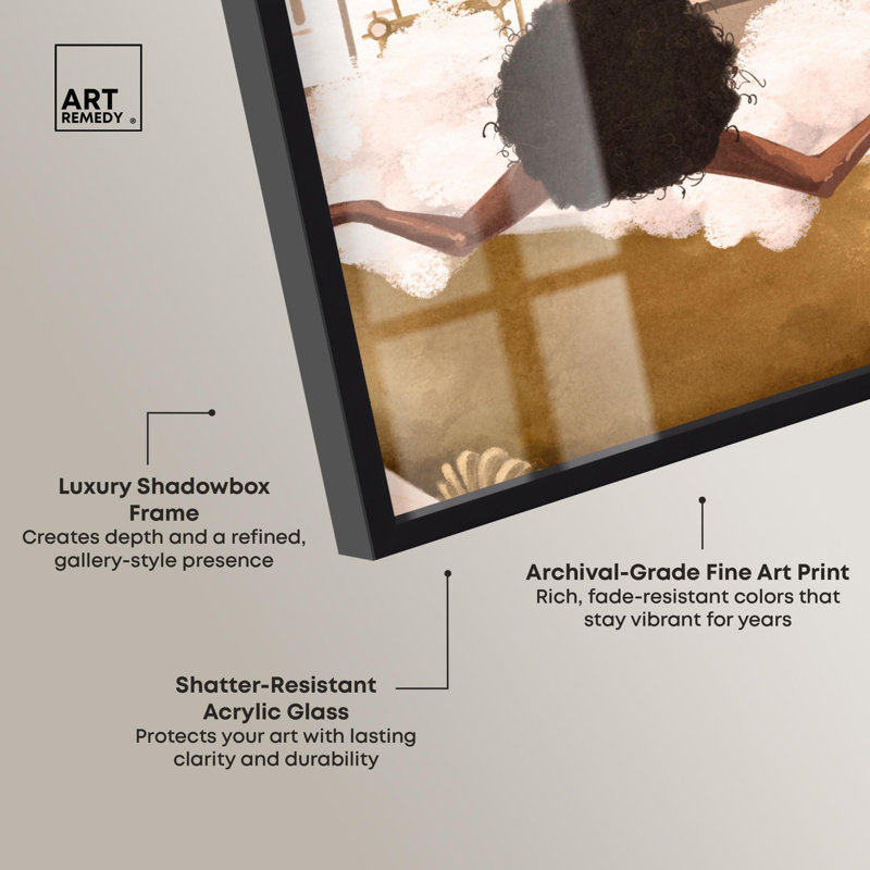 «Warm Bubble Bath Shadowbox Print Trendy Bathroom Art» par Art Remedy, Noir, H 16 po x l 11 po