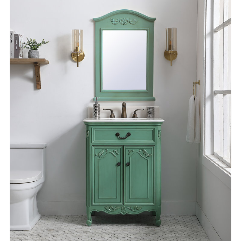 Ensemble de meuble-lavabo simple 27 po Angelique, Menthe rétro, Blanc Guangxi