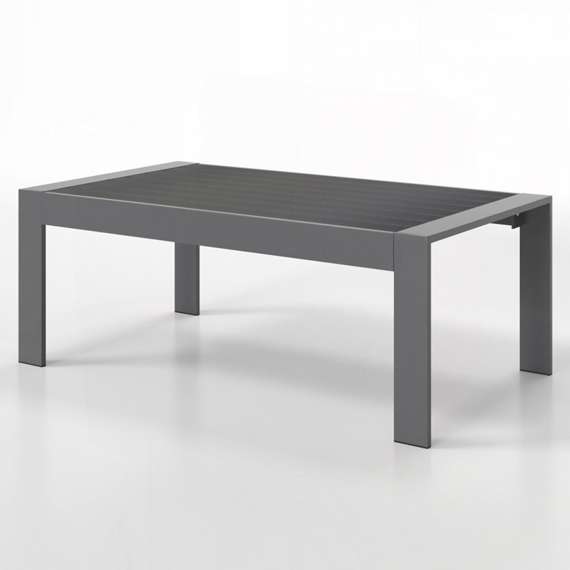 Table basse de patio avec plateau rectangulaire, 4 pieds et 4 pieds, Gris