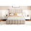 Lit plateforme beige avec rangement et système de stabilité pour chambre à coucher