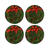 Christmas Wreath Vegan Leather Round Pebble Placemat