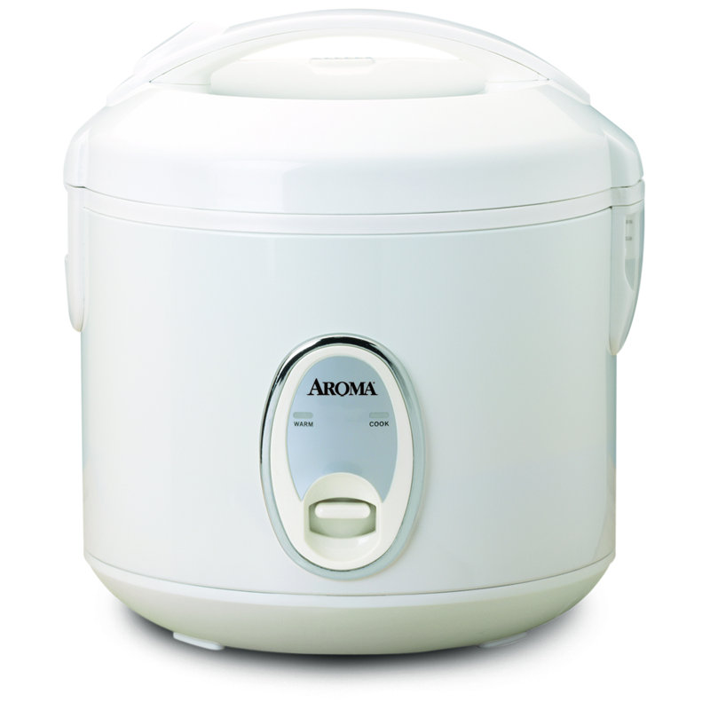 Aroma 8-Cup White Cool Touch Rice Cooker with Steamer