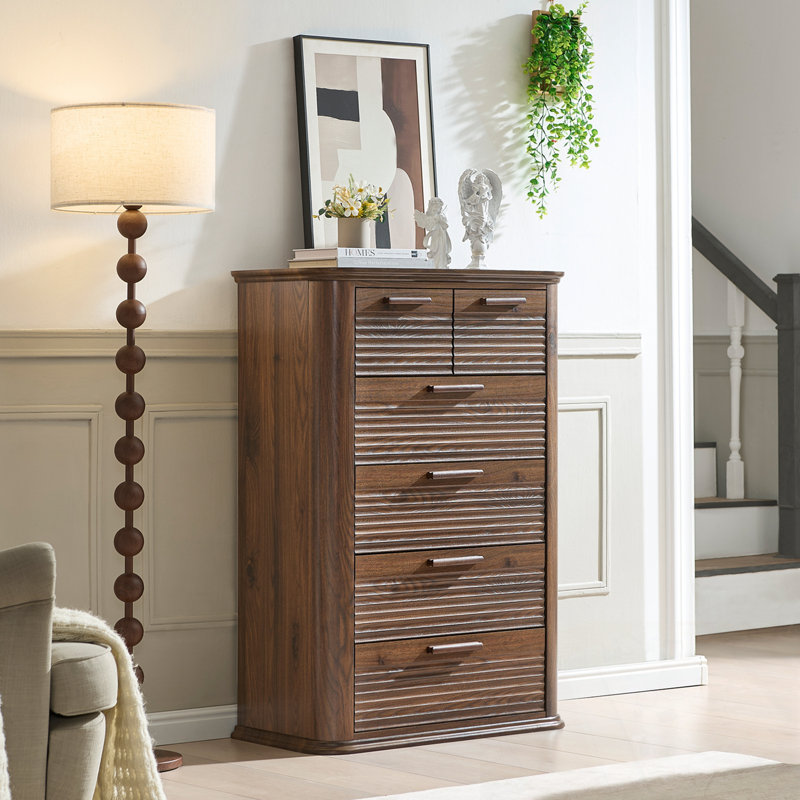 Accent chests with 6 drawers, Walnut