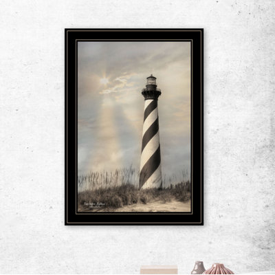Art mural encadré de phare Cape Hatteras pour le salon et la maison par Lori Deiter