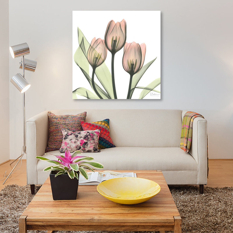 « tulipes i », impression sur toile, H 37 po x l 37 po x P 1,5 po, Pas de tapis, Toile tendue
