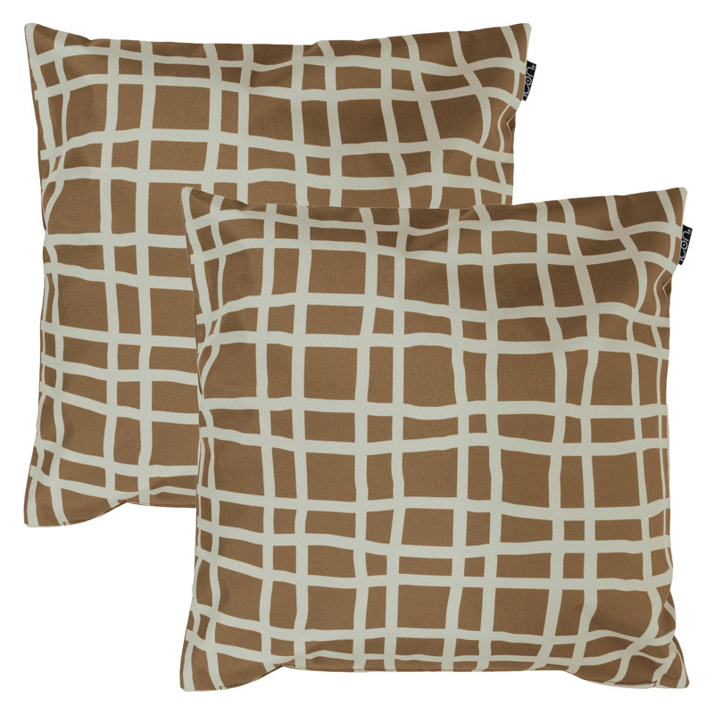 Indoor / Outdoor Square Throw Cushion, Chocolate Geometric