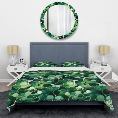 Green Popart Techno Tangles I Abstract Duvet Cover