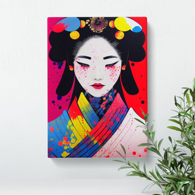 Paint Splashed Geisha No.2 - Wrapped Canvas