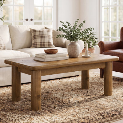 Table basse rectangulaire en bois massif de 47 po pour salon