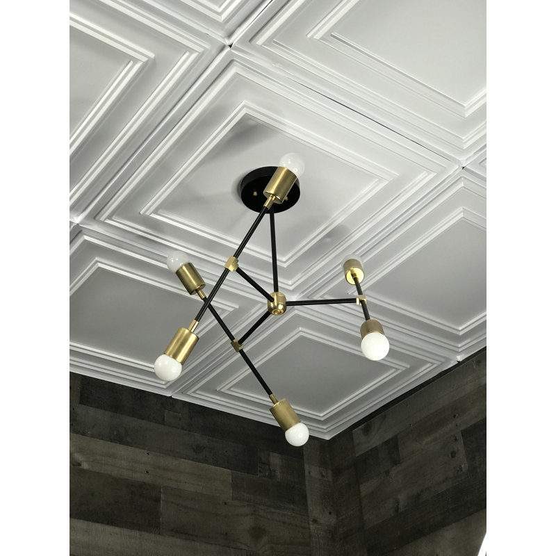 Lustre linéaire spoutnik moderne à 6 lumières Mylène, Noir / Laiton
