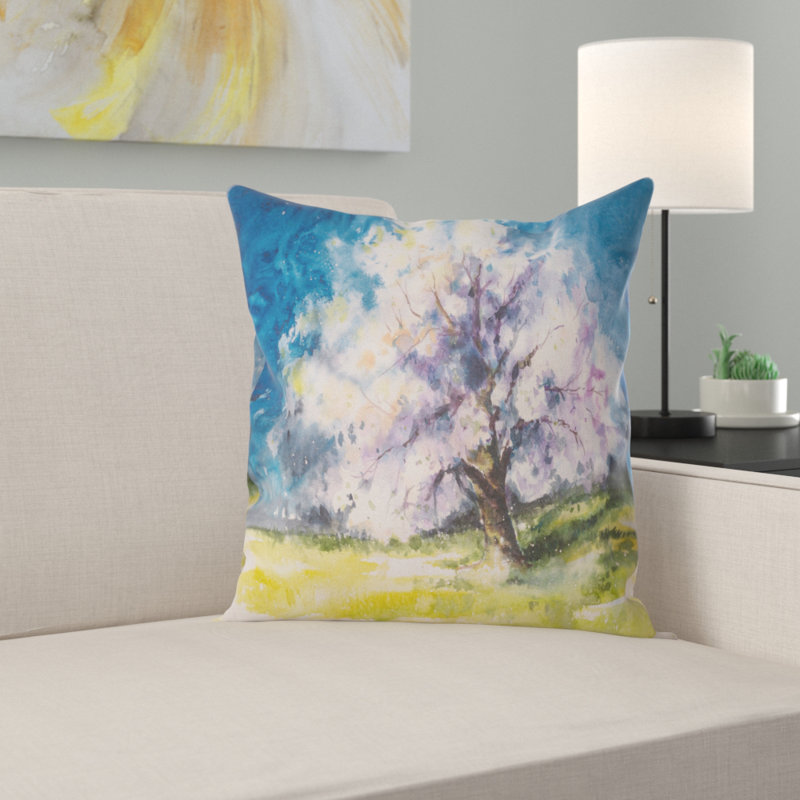 Coussin décoratif d’arbre à cerise floral, 16 po x 1 po, Coussin décoratif