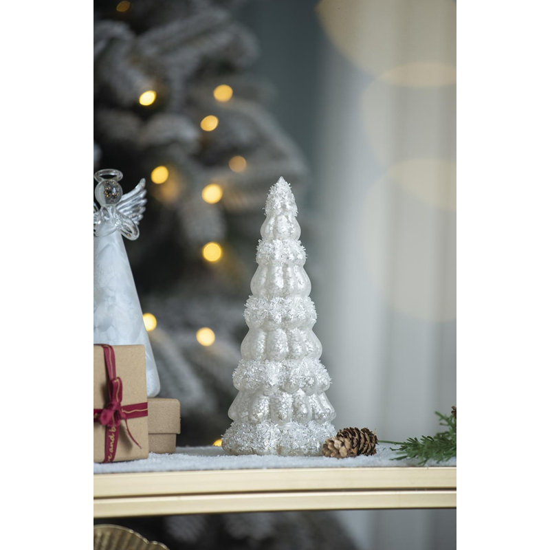 Arbre à cône en verre 3,5 x 3,5 x 8,3 po avec lumière, paquet de 3