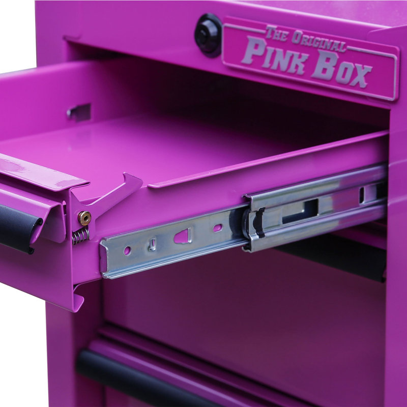 Pink Heavy-Duty Steel Rolling Tool Cabinet with 5 Drawers