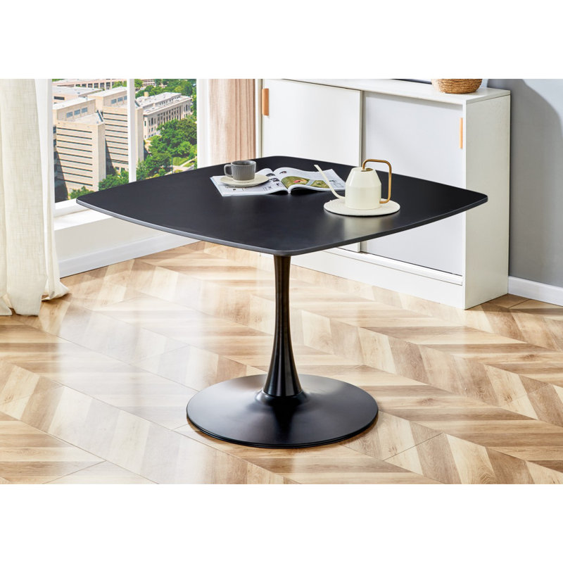 Table de salle à manger Mid-Century pour 4-6 personnes avec plateau rond en MDF, table de salle à manger à piédestal, table basse de loisirs