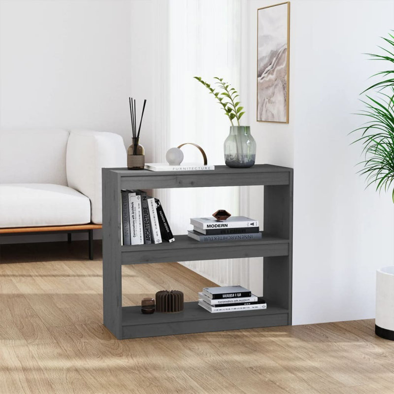 Book Cabinet/Room Divider, Grey, (2 Shelves) 71.5cmH x 80cmW x 30cmD
