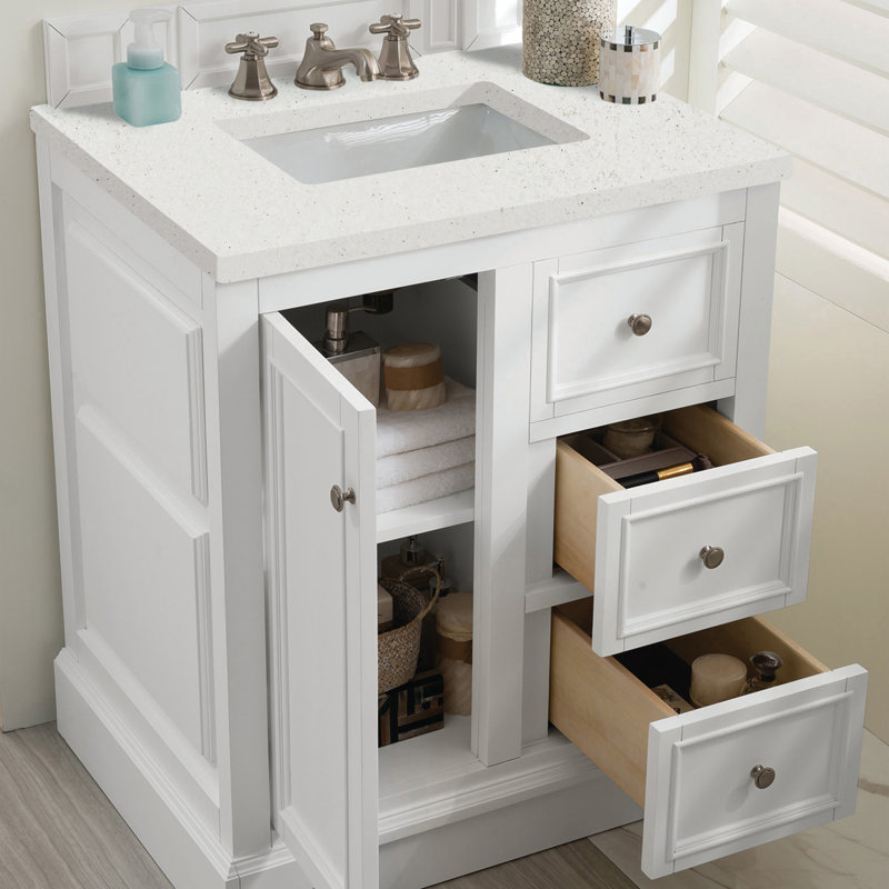 Kewstoke 31.3'' Single Bathroom Vanity with Top, Bright White, Lime Delight, 8" Widespread