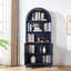 Armoire de rangement arquée avec appliques décoratives, buffet en panneau de fibres à densité moyenne anti-égratignures, tablettes et charnières réglables, sangle anti-basculement, armoire à vin de rangement autoportante pour le salon et la salle à manger-666303751