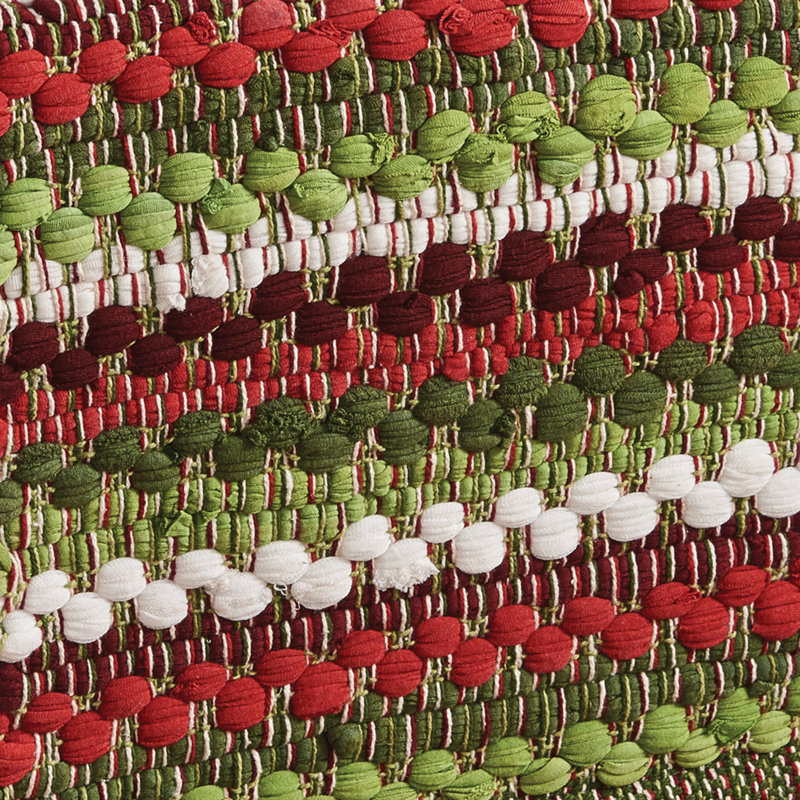 Farmhouse Holiday Chindi Table Runner, 54" L x 13" W, Green/Red