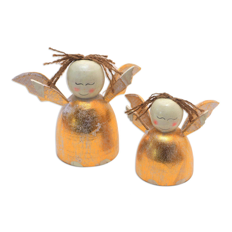 Ensemble d’ornement de bureau en bois 2 pièces happy anges