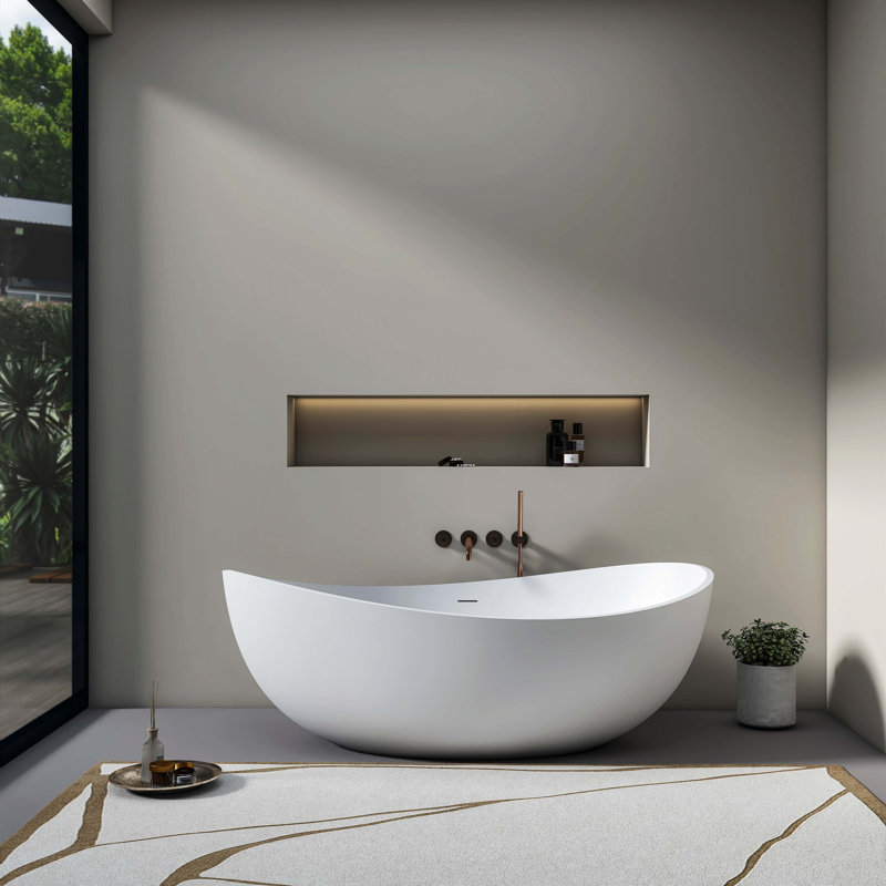 Baignoire de trempage autoportante à surface solide de 70 pouces pour salle de bain