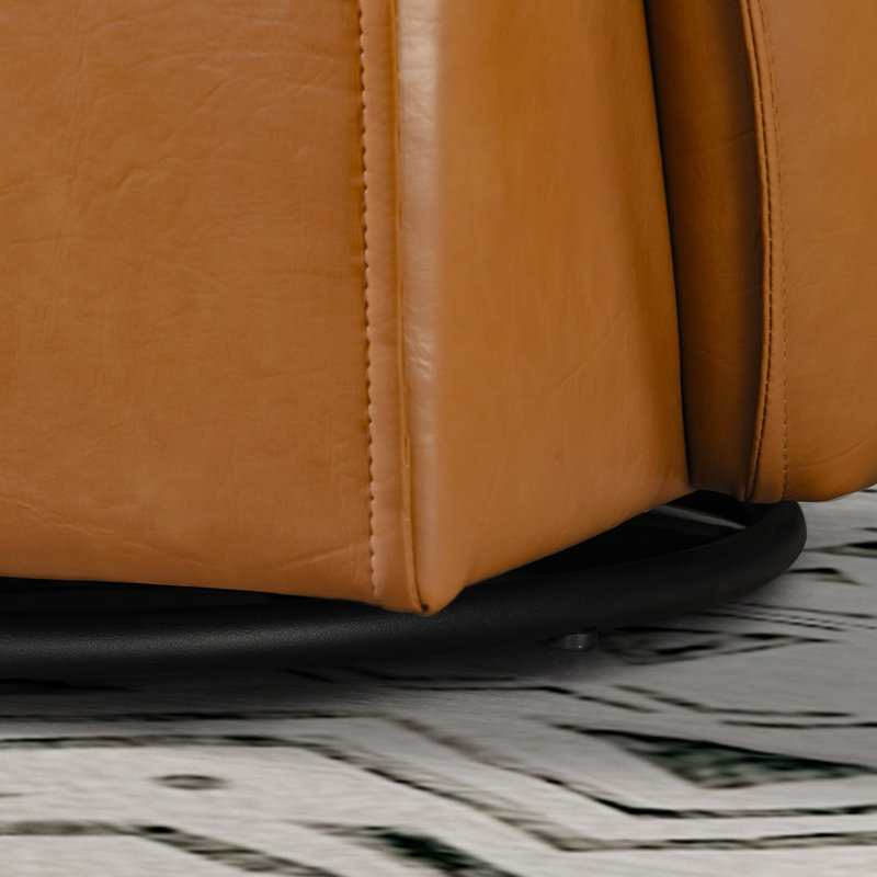 Fauteuil demi-tonneau pivotant en cuir Ambrosina