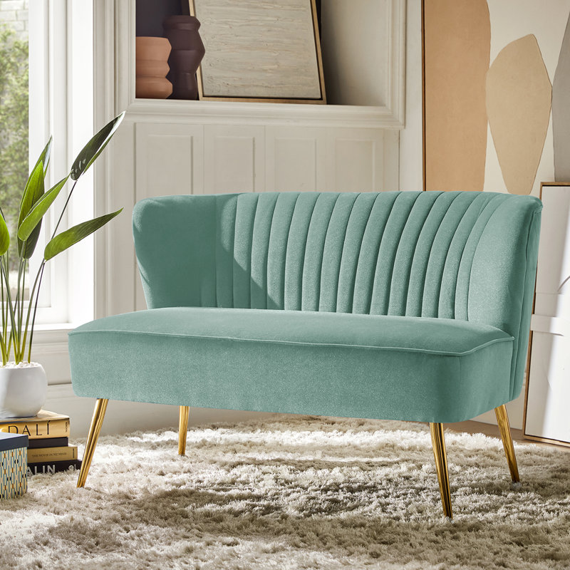 Euclid 47" Velvet 2-Seat Armless Loveseat, Sage