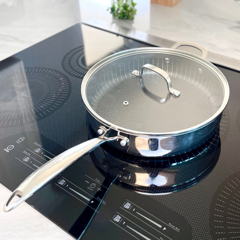 Lexi Home Modern Kitchen Basics Casserole antiadhésive en acier inoxydable avec couvercle