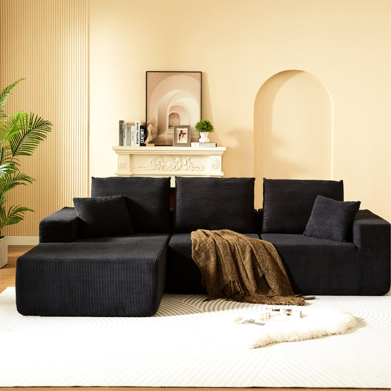 Canapé modulaire luxueux en velours côtelé avec conception modulaire et coussins moelleux pour un confort et une flexibilité ultimes