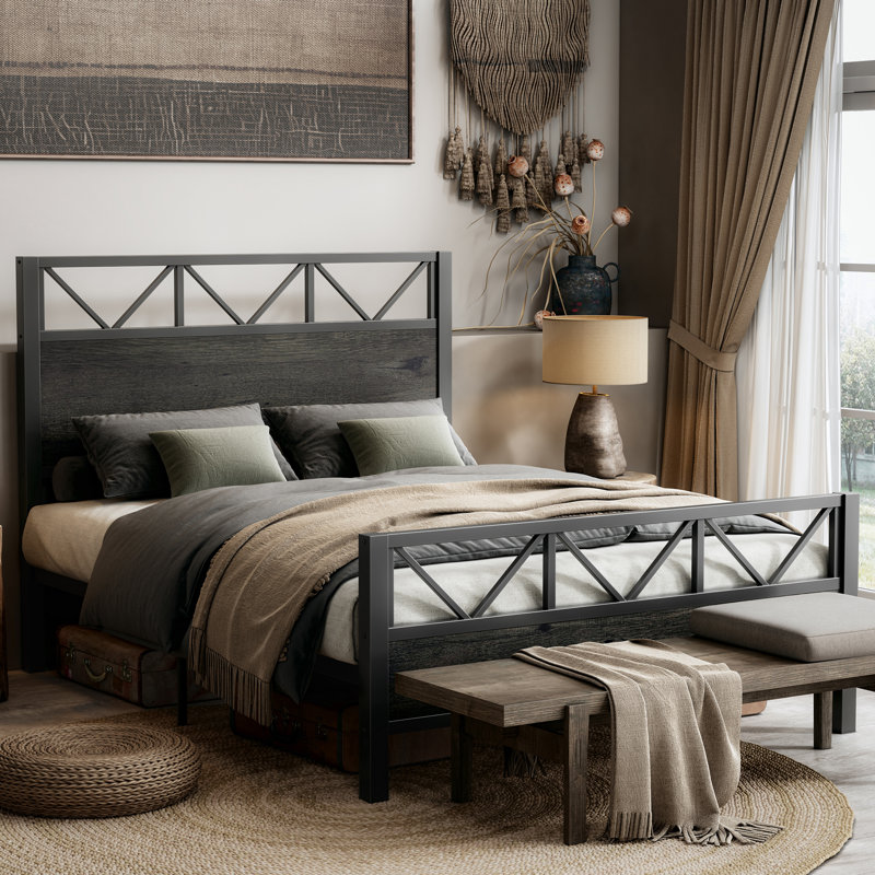 Wykeisha Platform Bed, King, Charcoal Gray