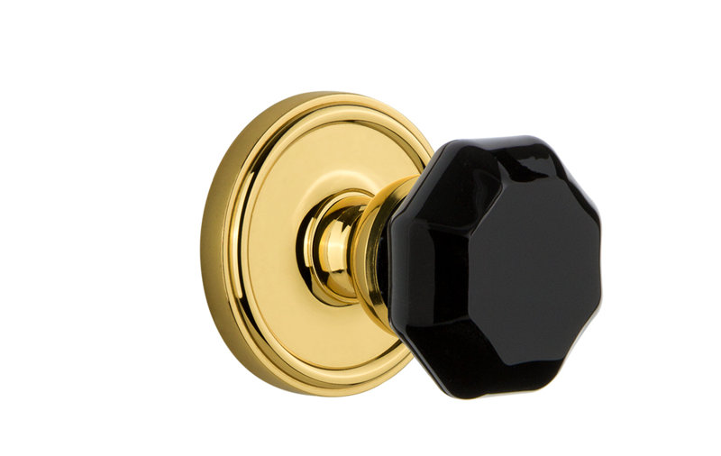 Grandeur Georgetown Rosette Privacy with Lyon Door Knob, Polished Brass, 2 3/4"