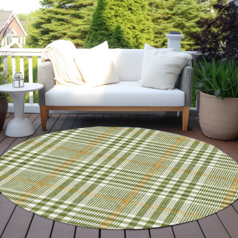 Samira Olive Washable Indoor-Outdoor Rug - , 8' x 8'