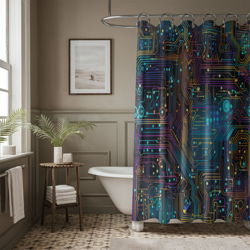 Circuit Art - Rideau de douche Premium, H 74 po x l 71 po