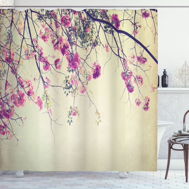 Rideau de douche simple à fleurs à fleurs sakura fleuris Karle, H 84 po x l 69 po