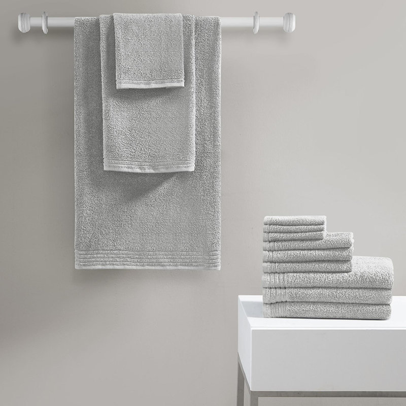 Serviettes 100% coton à séchage rapide et respirantes (ensemble de 12), Argent argent
