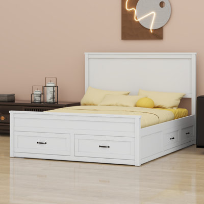 Wood Storage Bed Frame With Drawers