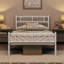 Minimalist Metal Slatted Bed Platform with Arrow Design Headboard-101364230-101248775