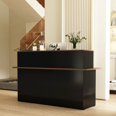 Neilyn Rectangle Manufactured Wood Reception Desk With Open Shelves
