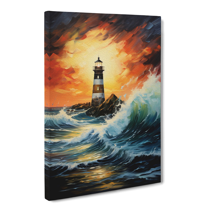 Lighthouse Action Painting No.3 - Wrapped Canvas, 60cm H x 40cm W x 3cm D