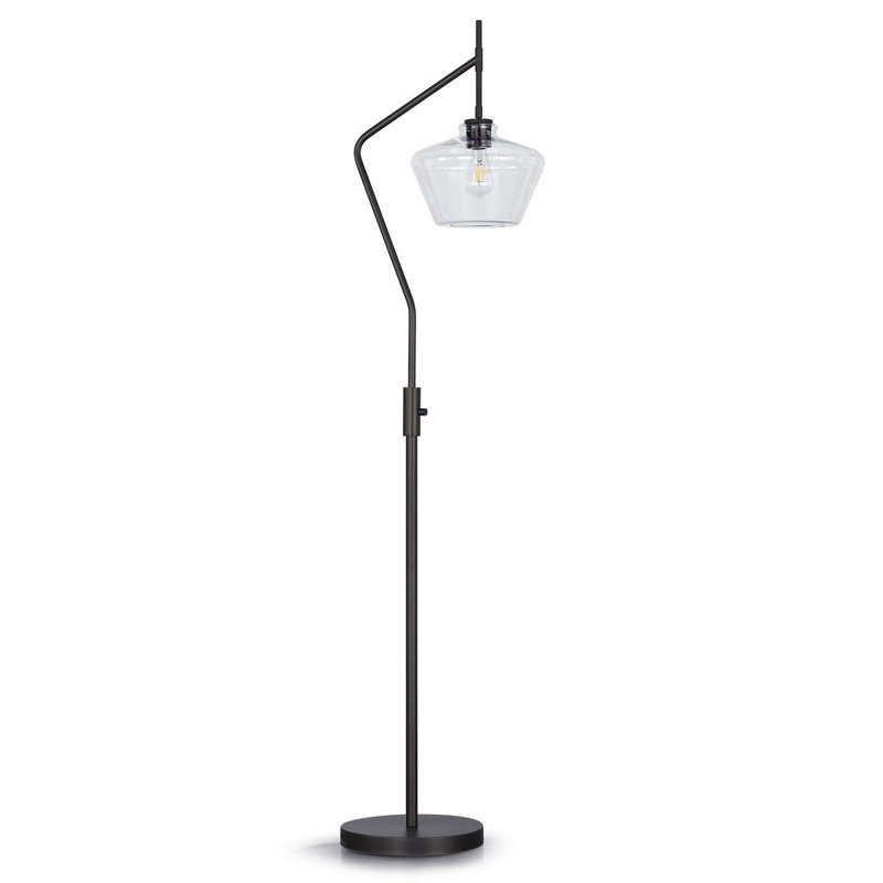 69'' Arched Floor Lamp, Clear, Dark Bronze