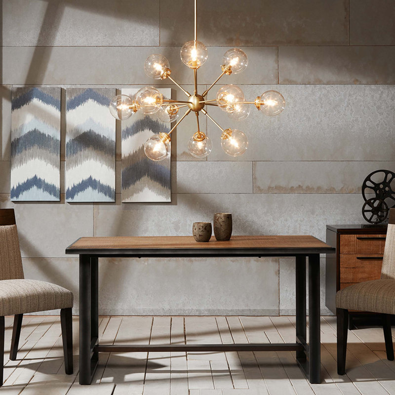 Paige 12-Light Chandelier with Globe Bulbs, Gold