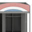 Lit superposé décalé avec garde-robe intégrée, tiroirs de rangement et garde-corps rembourré-126543724
