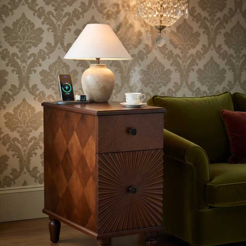 Canapé moderne à 2 tiroirs, table d'appoint étroite, table de chevet mince pour le salon, chambre à coucher