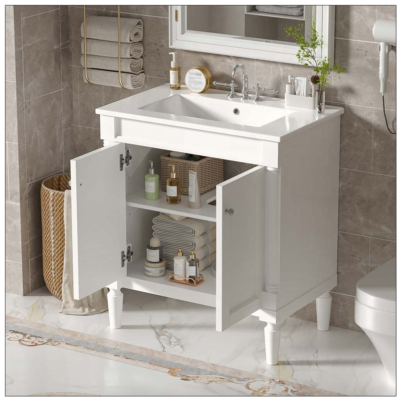 Meuble-lavabo 30 po avec lavabo en céramique, White