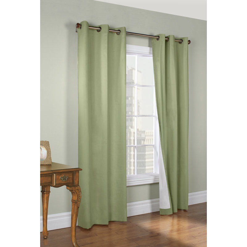 Paire de rideaux obscurcissant et isolant avec œillets 100% coton Mcowenen, Sauge, l 40 po x L 63 po