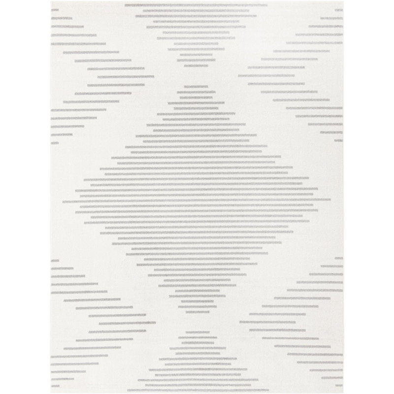 Tapis gris / ivoire en polypropylène tissé à la machine Laidy, Rectangle 9 pi x 12 pi