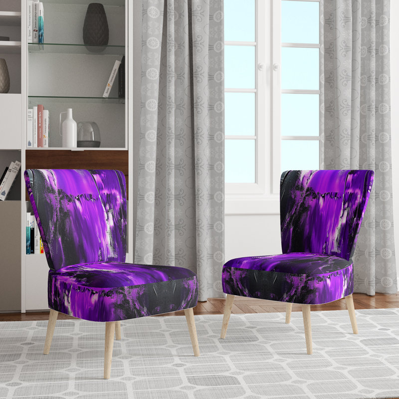 Chaise d'appoint, motif floral beige tapissé - motif floral beige II, Mauve / Noir